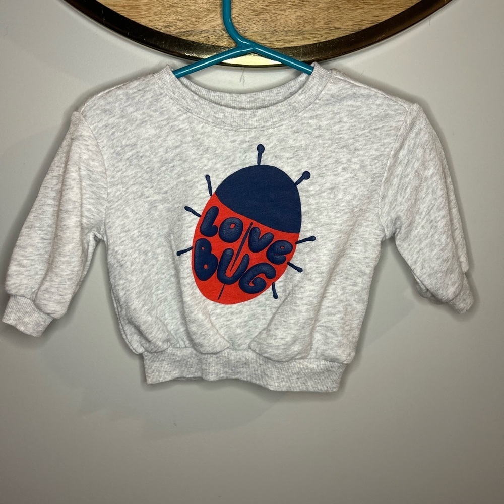 5 for $30 Old Navy Kids 'Love Bug' Sweatshirt - Gray and Red